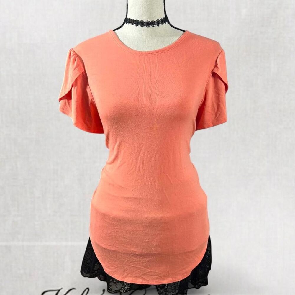 Feminine Style Orange Summer Top With Ruffle Sleeves